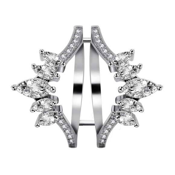 💎NEW Sterling Silver V Shaped Marquise Diamond Ring Enhancer - Picture 1 of 6